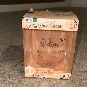 NPW Pink Jumbo Wine Glass with Gold Script